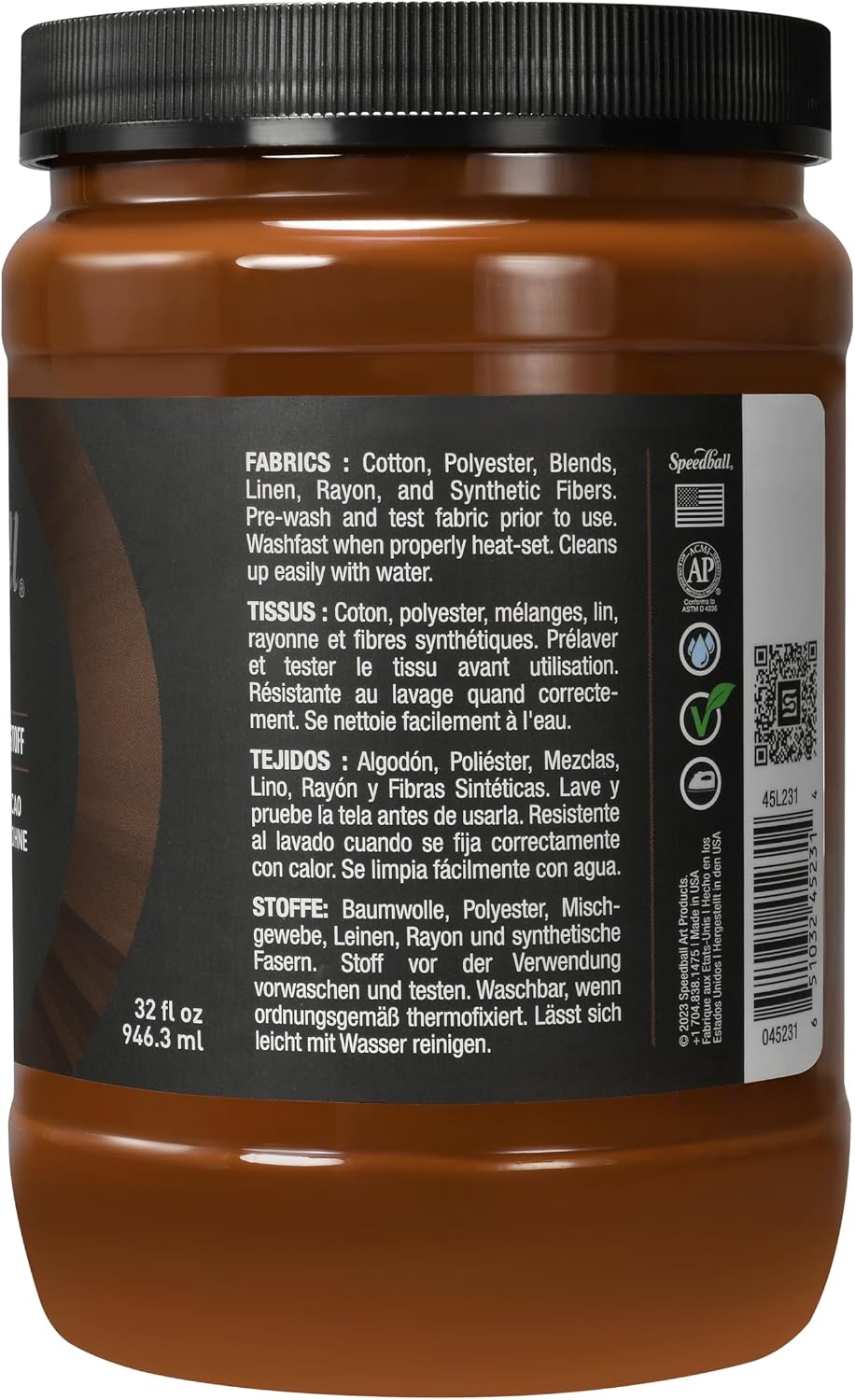 Speedball Flex Fabric Screen Printing Ink, 32-Ounce, Cocoa Bean for T-Shirt and Silkscreen Printmaking