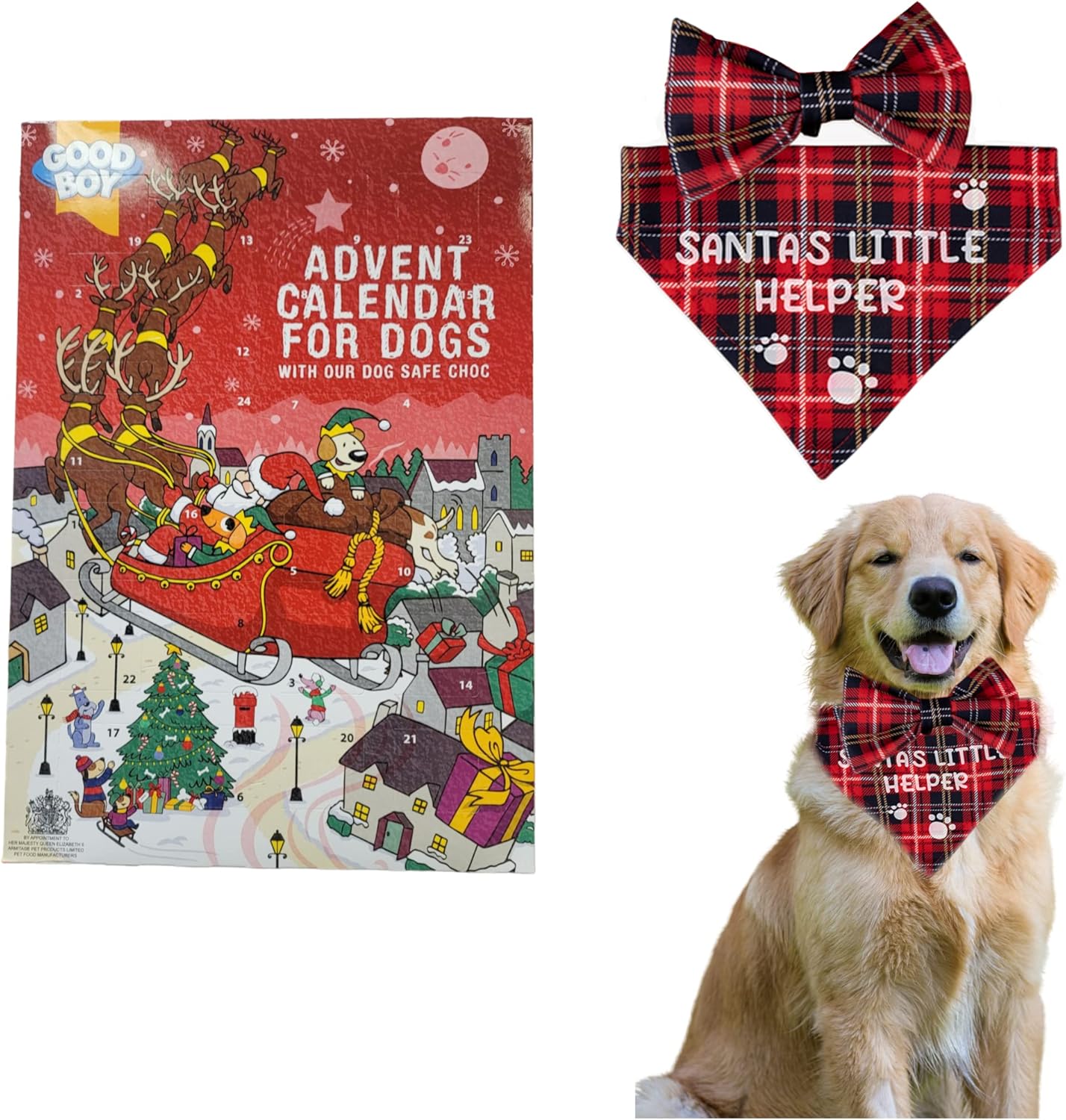 Good boy Dog Advent Calendar with Dog Bow Tie and Bandana Dog Advent