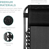 Vista 8 de Best Choice Products - Juego de 2 sillas reclinables y ajustables de malla y acero, sillas con sensación gravedad cero con cojines y bandejas Negro