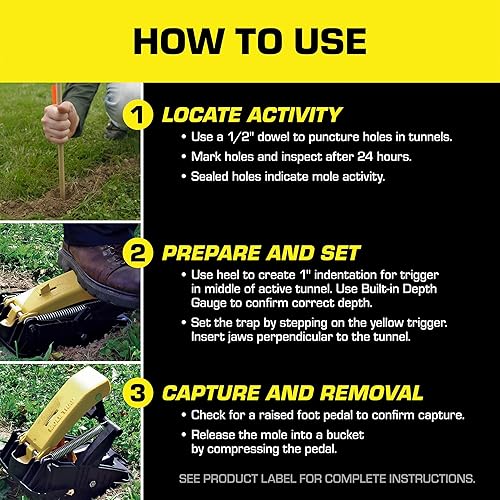 Miniatura 7 de Trampa para topos Tomcat, trampa innovadora y eficaz para eliminar topos, mata sin derramar sangre, reutilizable y sin necesidad de manos, 1 trampa