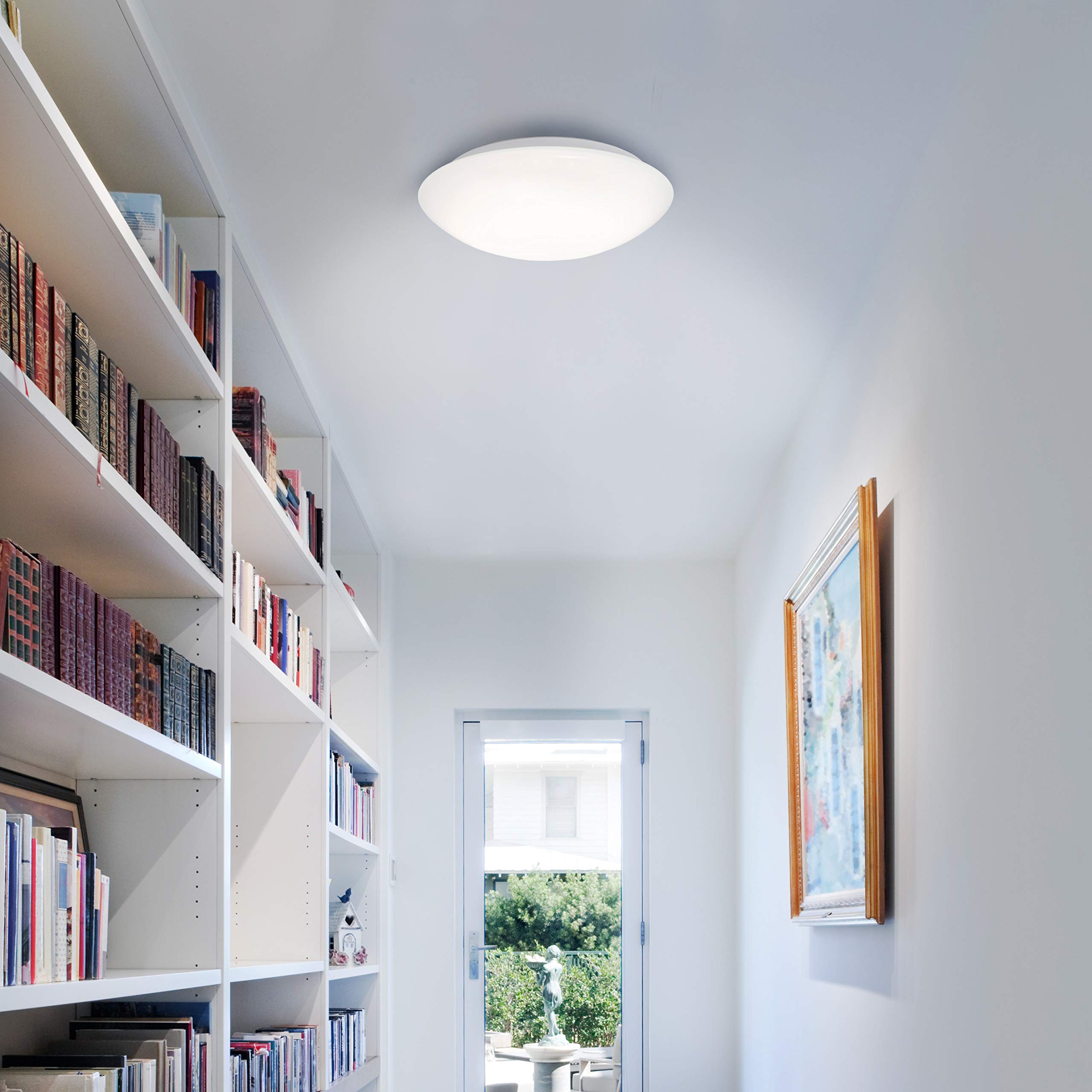 Briloner Leuchten Plafonnier LED avec détecteur de mouvement et capteur de lumière du jour en plastique Blanc 20 W Ø 40,2 cm