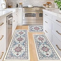 Vista 3 de Bsmathom Juego de alfombras de cocina de granja de 3 piezas con corredor, tapetes de cocina bohemios para piso, tapete de cocina lavable