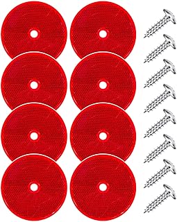 8Pack Round Safety Reflectors+Screw, 3 Inch Reflectors for Car, Bike, Mailbox,Trailer (Red)