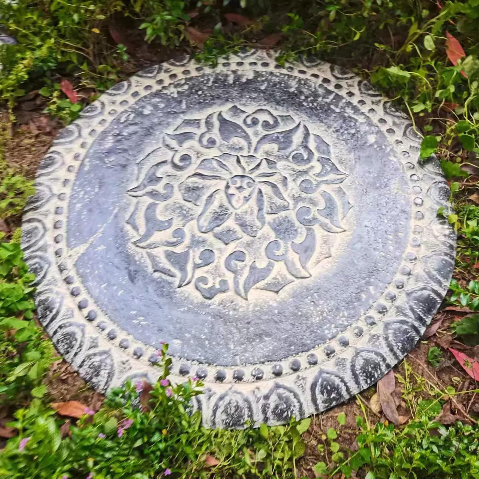 Tapa Arqueta Decorativas de Jardín, Arqueta Jardin Decorativas, Cubierta de Alcantarillado Antideslizantes de Loto de Arenisca para Patios y Jardines(Gray)