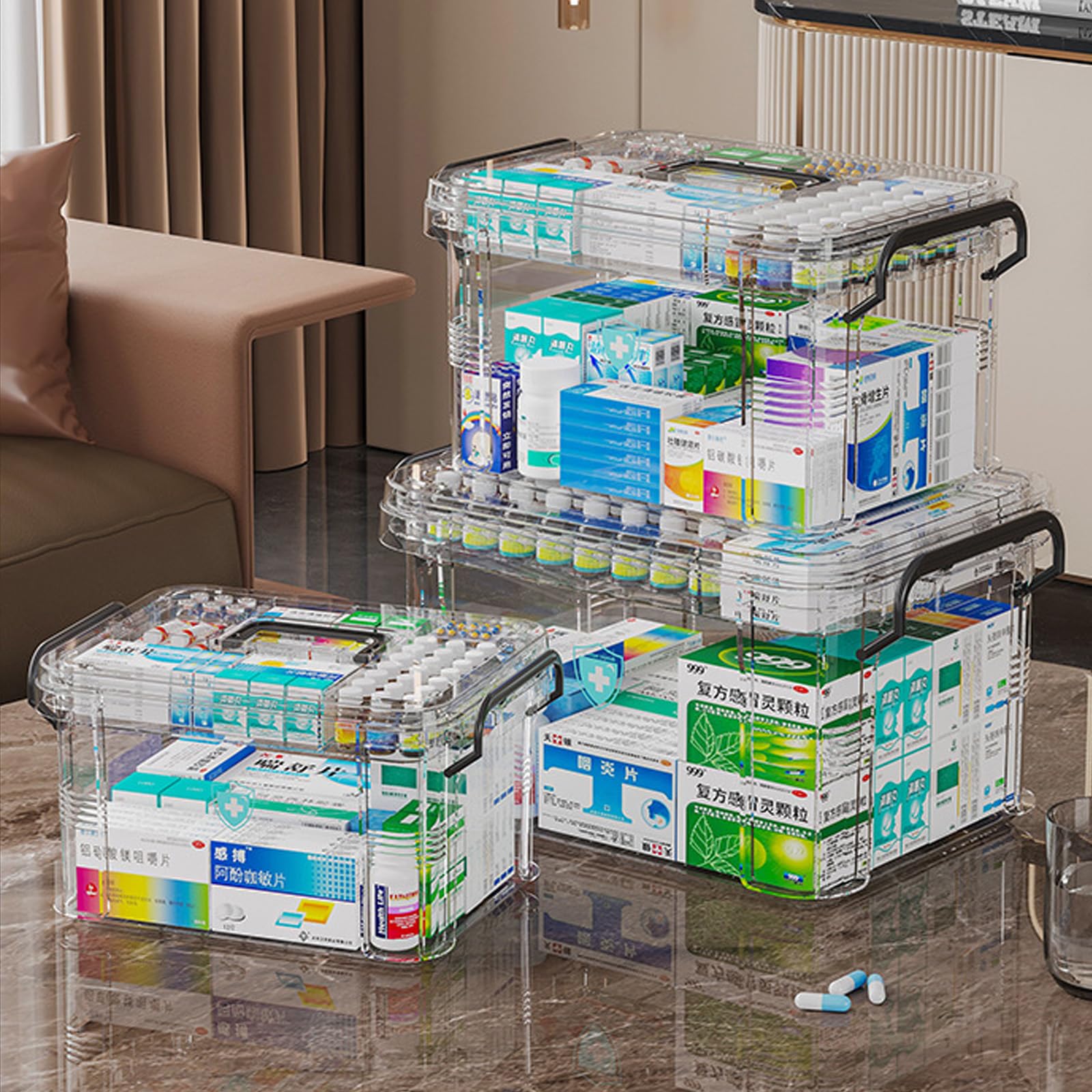 Kunststoff Medizin Aufbewahrungsbox mit, Mehrzweck Box, Haushalt für Schule, Büro, Artikel, Organisation, Lieferungen, Medikamenten Aufbewahrung mit Deckel
