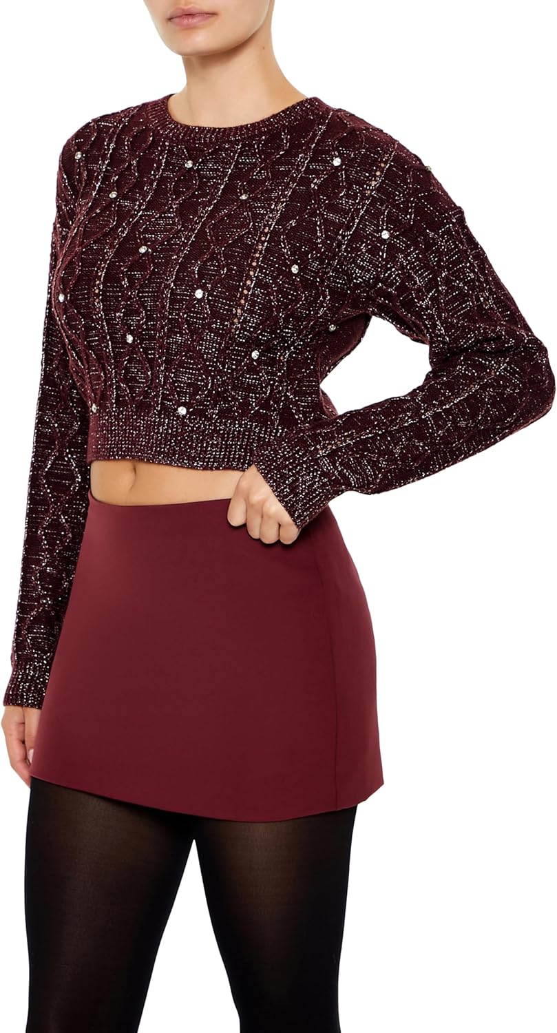 Forever 21 Womens Glitter Knit Rhinestone Sweater - Image 4