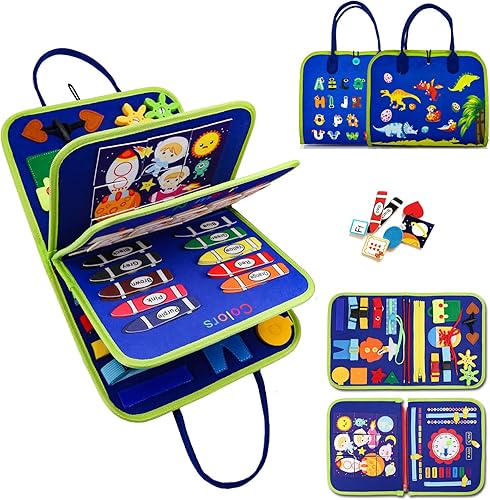 Tablero de actividades Montessori para niños de 2, 3, 4, tablero de actividades sensoriales para habilidades motoras finas, juguetes educativos de