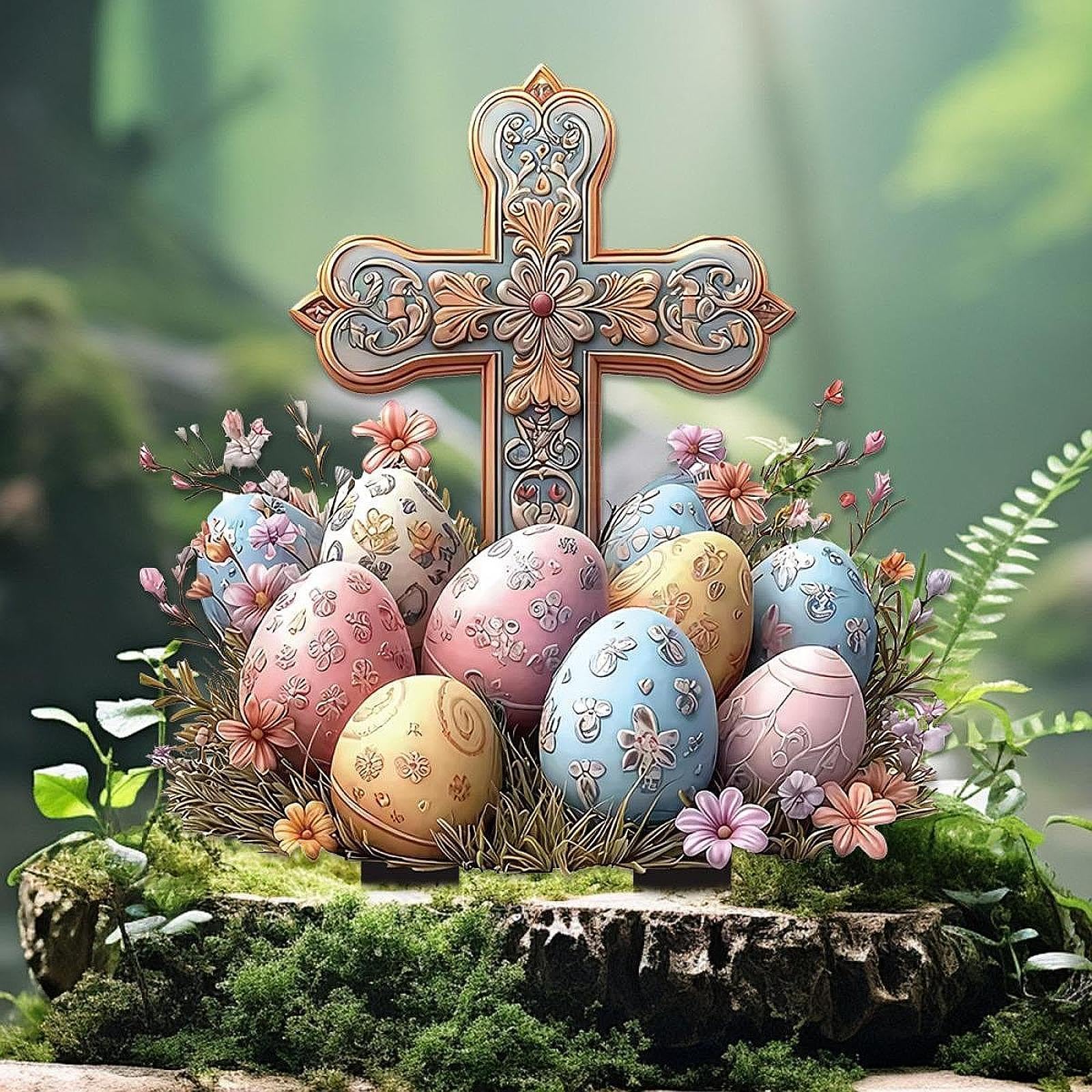 Easter Yard Sign Waterproof Acrylic Garden Stake for Flowerbeds Path Walkway 1x Cross|Home & Garden|Yard, Garden & Outdoor Living|Garden Dacor> Statues & Lawn Ornaments-image-27