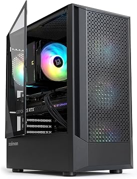 Zalman FIT ARGB ATX Mid-Tower Desktop Gaming PC Case, 4X ARGB Fans, Black