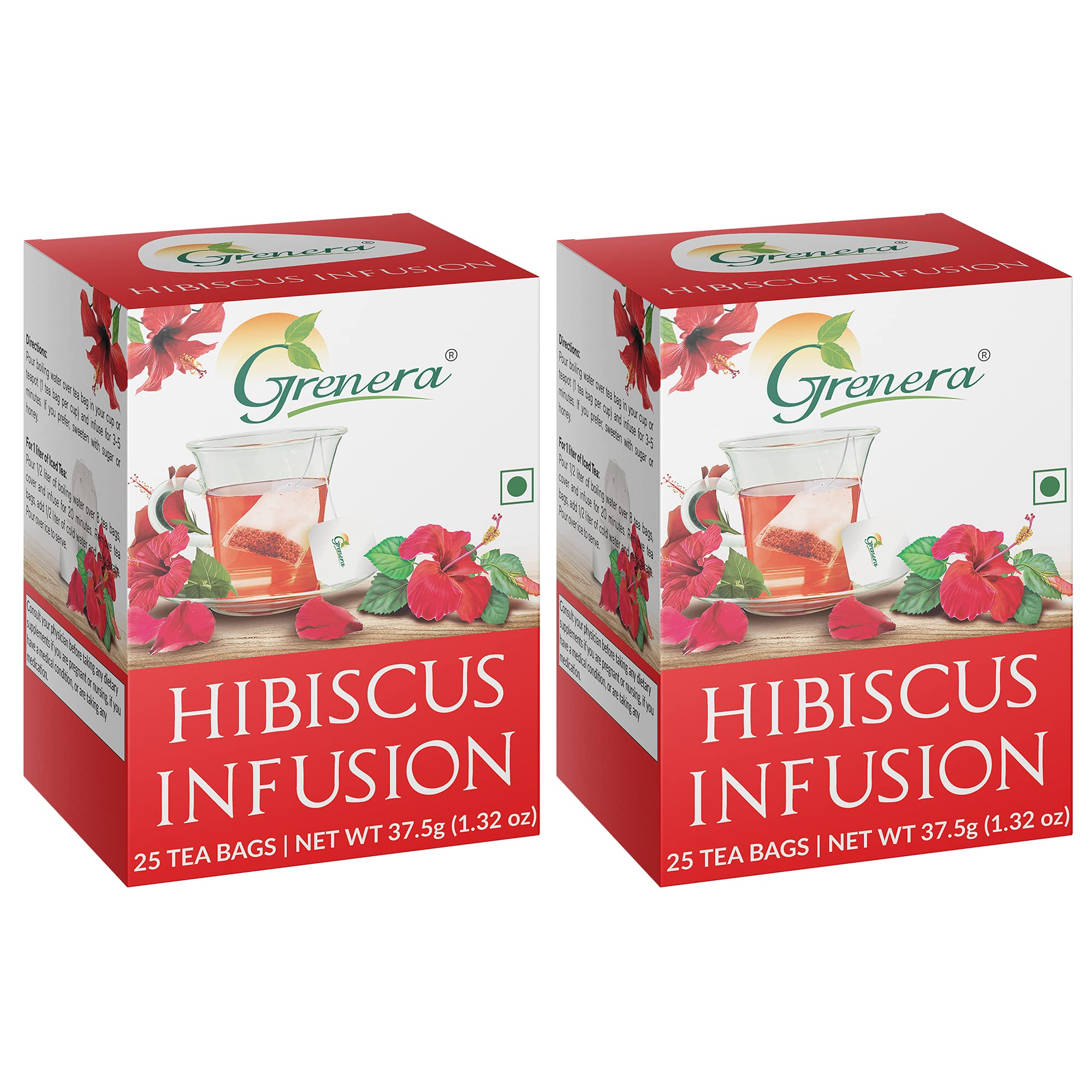 Grenera Hibiscus Tea 25 Dips (Pack of 2), Made With Real Hibiscus Petals, Delicious Red Tea For Sugar and High Blood Pressure Control, Hair Growth, Caffeine Free Infusion (B0BX9S8VWT) Amazon Price History, Amazon Price Tracker