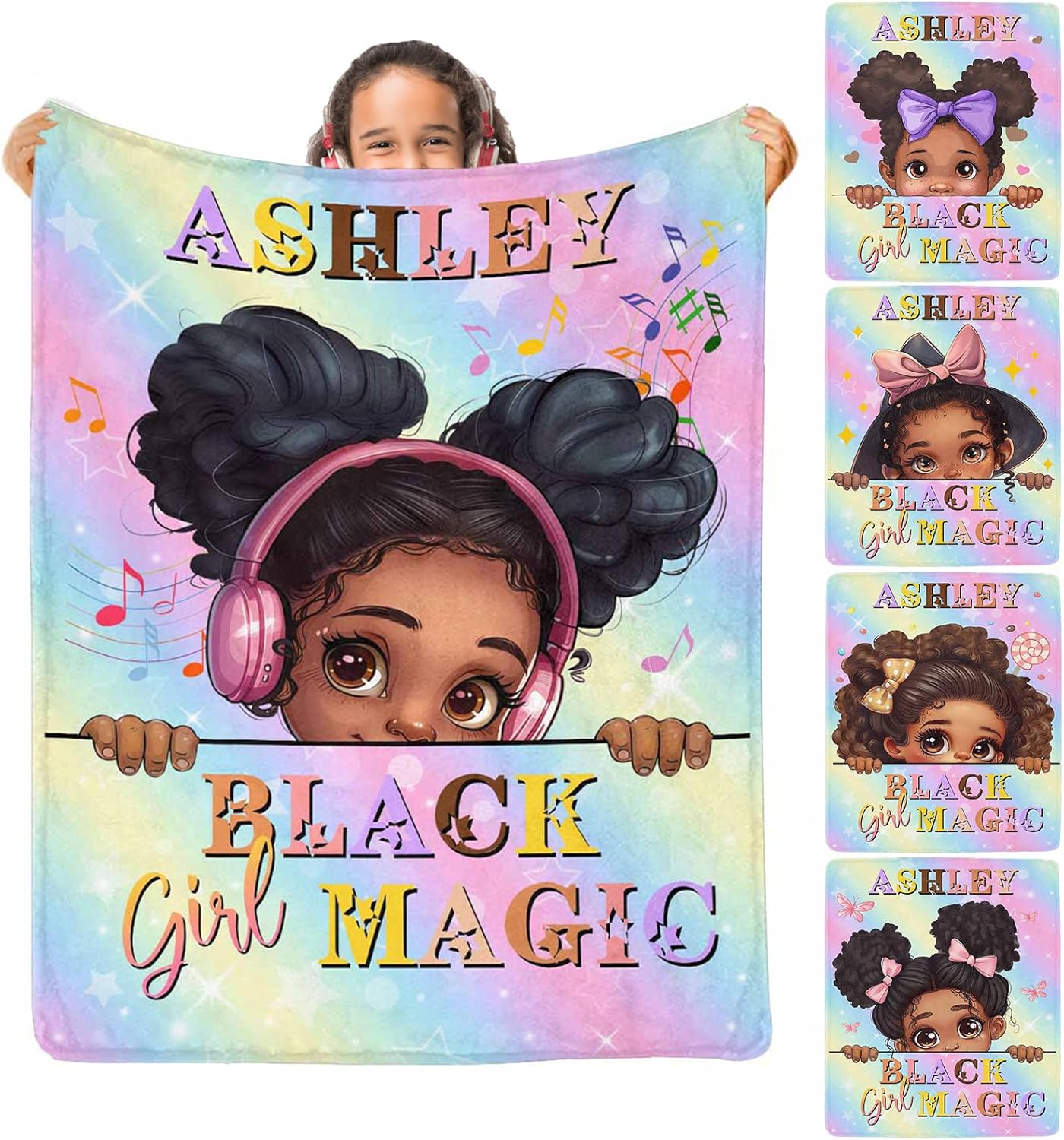 Custom Black Girl Magic Blanket with Name Personalized Baby