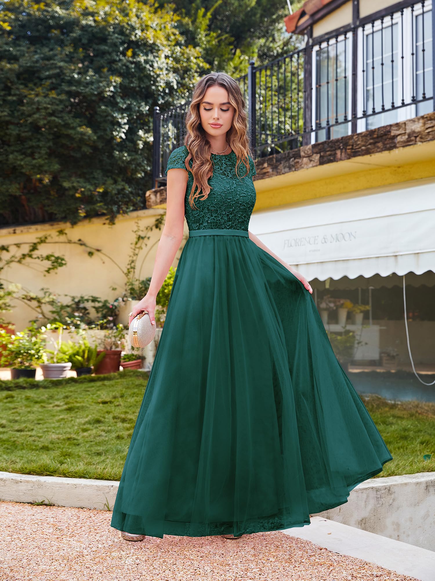 BABYONLINE D.R.E.S.S.Robe Cocktail Femme Mariage Col Rond sans Manches en Tulle pour Bal Soirée Robe élégante