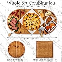 Vista 3 de Juego de regalo de tablero de charcutería de madera maciza de alta calidad, tablero magnético extra grande para quesos con bandeja de madera