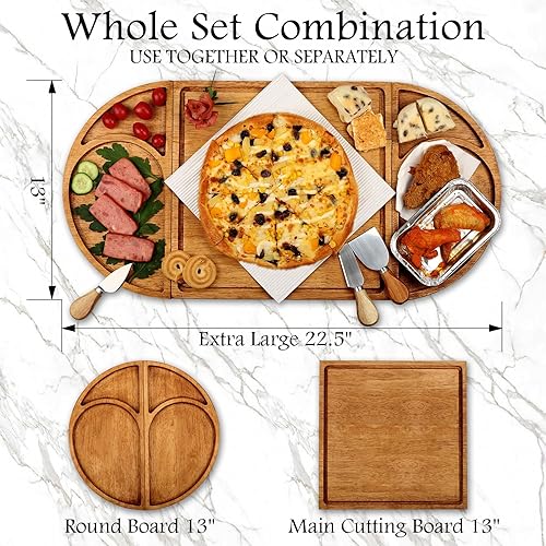 Miniatura 3 de Juego de regalo de tablero de charcutería de madera maciza de alta calidad, tablero magnético extra grande para quesos con bandeja de madera,