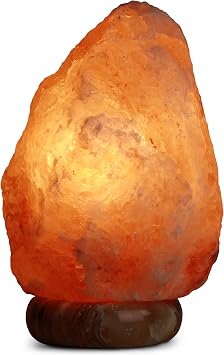 DeluxeComfort Cylinder Himalayan Rock Salt Natural Crystal, 9.5 Inches Tall-Soft Calm Light-Table Lamp, Orange Hue, 9.5", NSL-AB-95