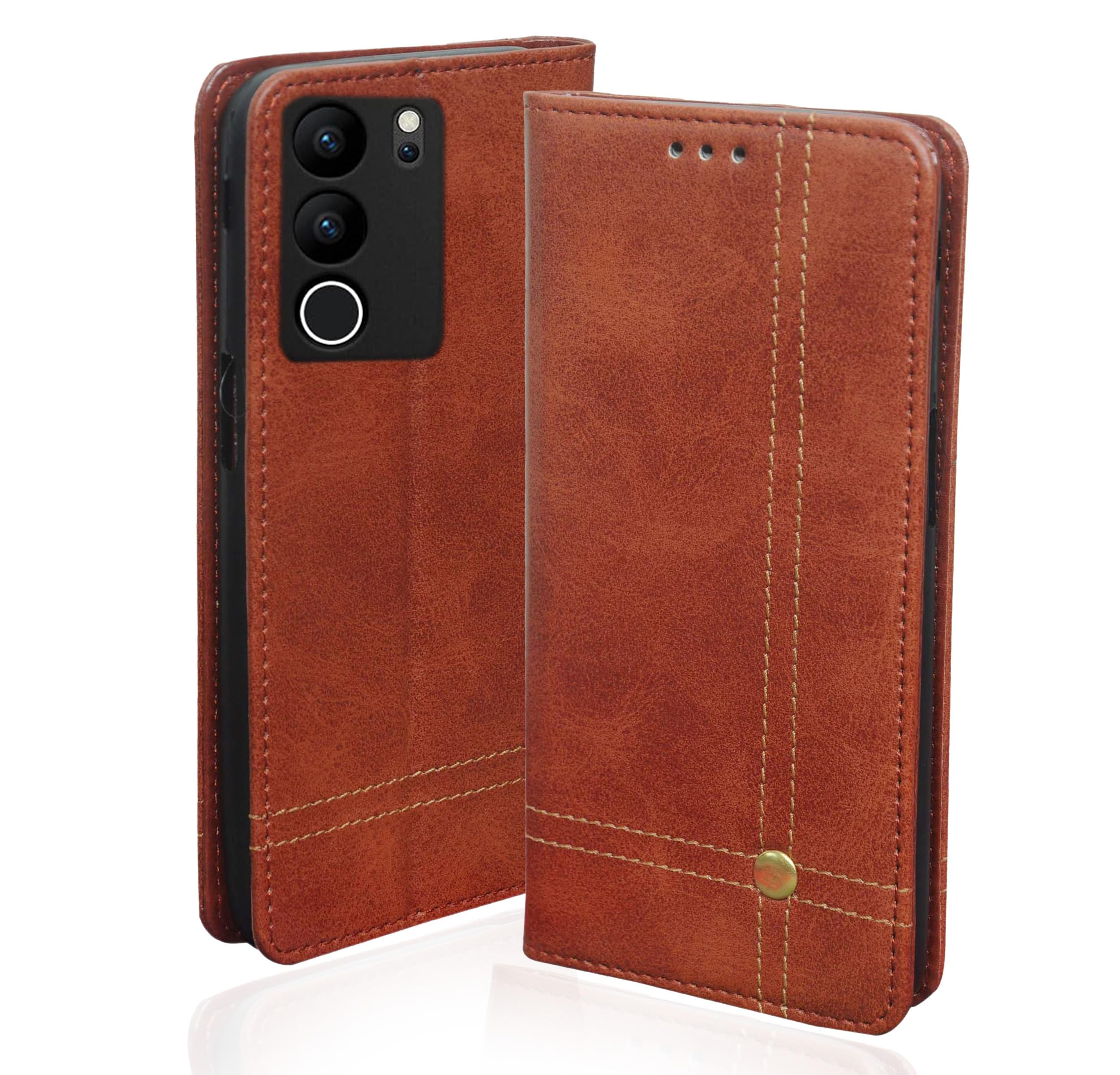 SESS XUSIVE Leather Flip Cover for Vivo V29 / V29 Pro 5G Wallet Slim Book Cover with Card Slots Magnetic Flip Cover for Vivo V29 / V29 Pro 5G - Magnetic Brown (B084BRGP7H) Amazon Price History, Amazon Price Tracker