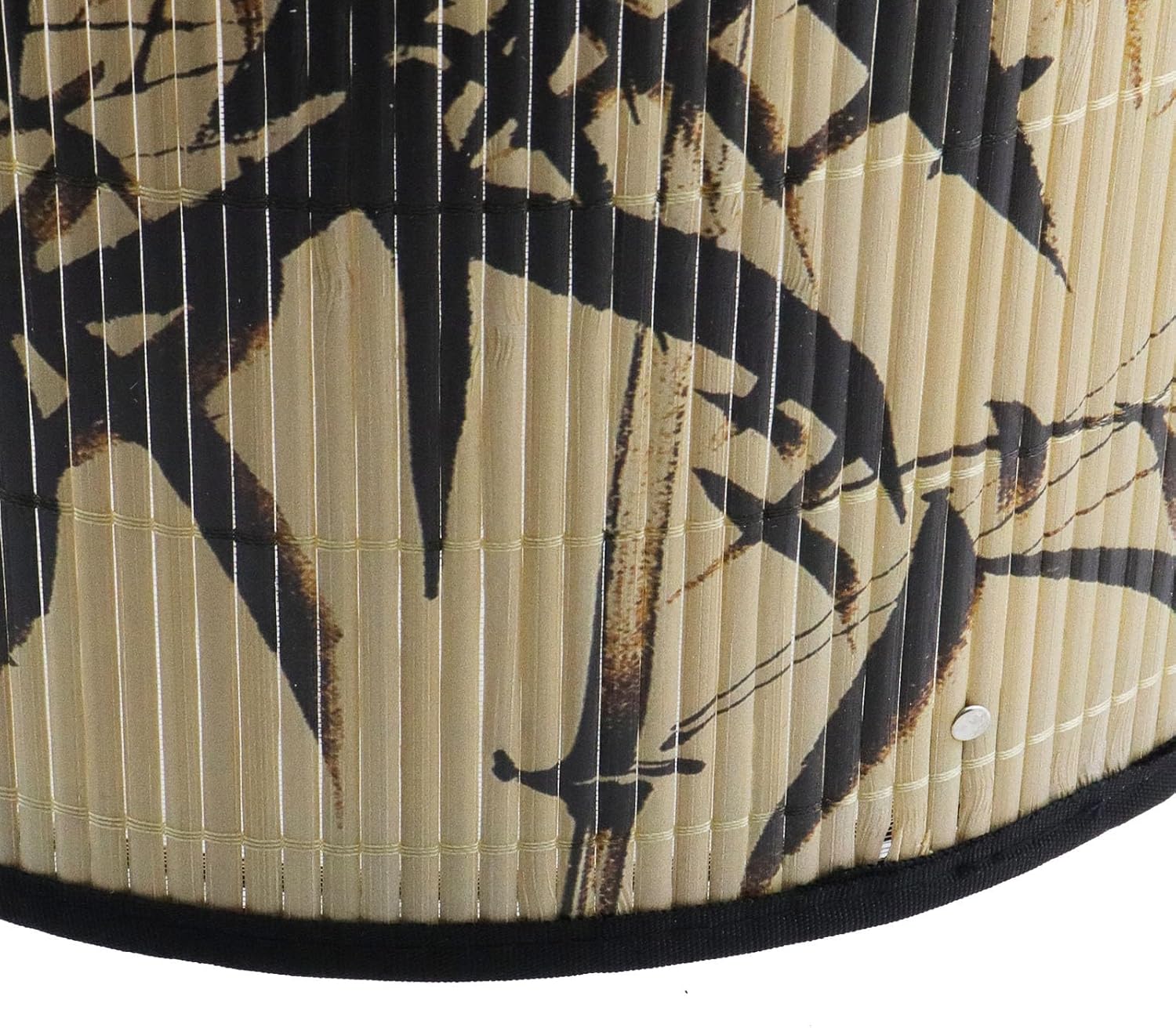 Crapyt E27 Round Removable Lamp Shades, 11.8" × 11.8" × 7.87" Wood Lampshade with Plant and Bird Print, Ink-wash Painting Pattern for Table/ Floor/ Ceiling/ Wall Lamp，Pattern 3