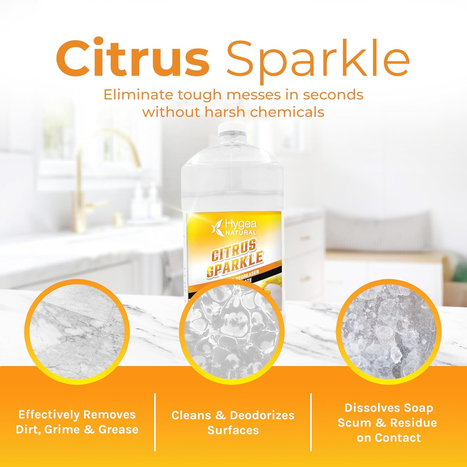 Citrus Sparkle Natural Cleaner and Degreaser Concentrated Gallon 128 oz