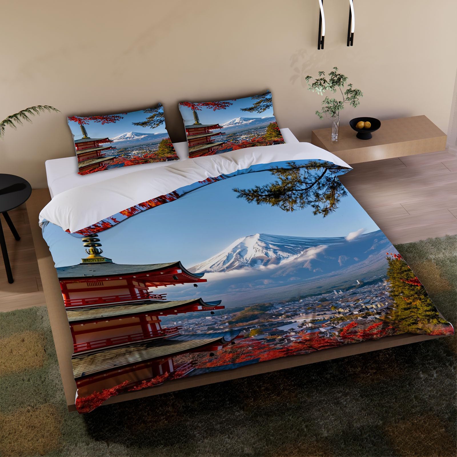 Wendebettwäsche Japan Stil 135x200 4tlg mit 2 Kissenbezug 80x80（6-15）