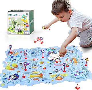 New Plastic Puzzles for Kids Ages 3-5 with A Cute Vehicle, Toddler Puzzle Track Play Set Gift, Critical Thinking Educational Toys, Toys for 3 4 5 6 Year Old Boys Girls, Montessori Toys for Kids