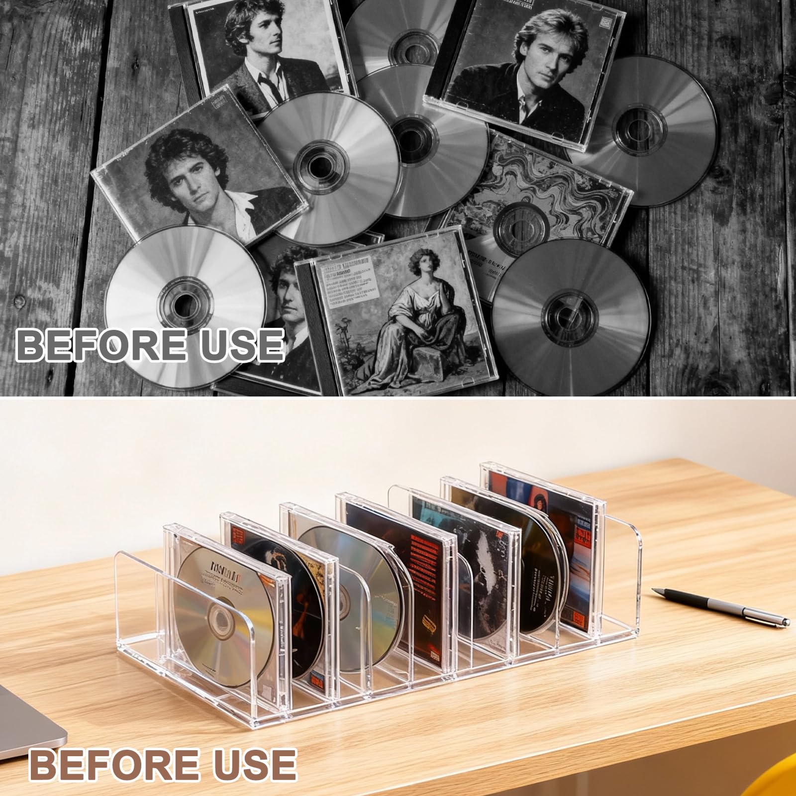 VOSSOT 2 supporti trasparenti per CD e CD, in acrilico, per presentazioni, cosmetici, DVD, per CD, da toeletta, per cassette da gioco, libri