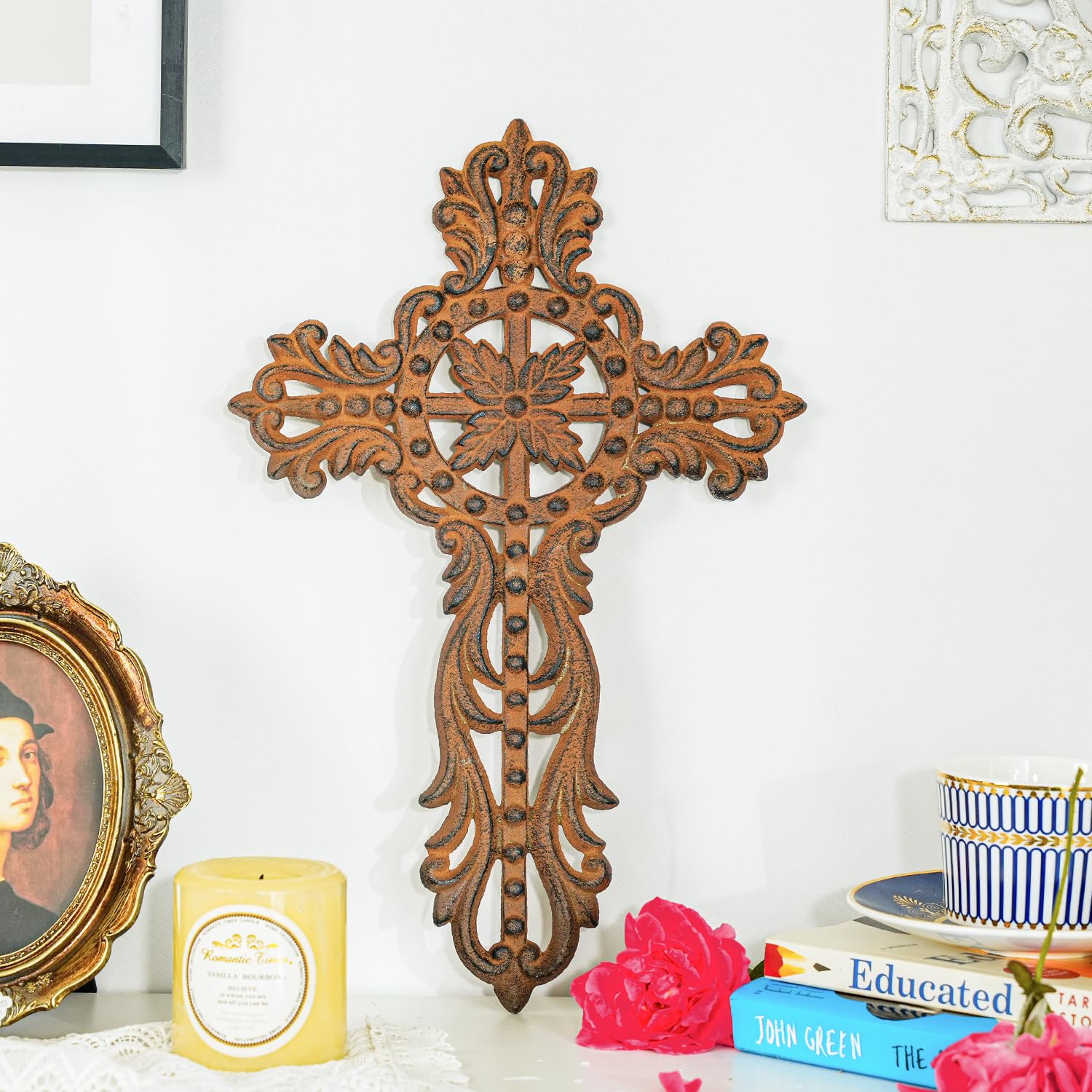 Amazon.com: Sungmor Cast Iron Cross Wall Decor, Pretty & Ornate 