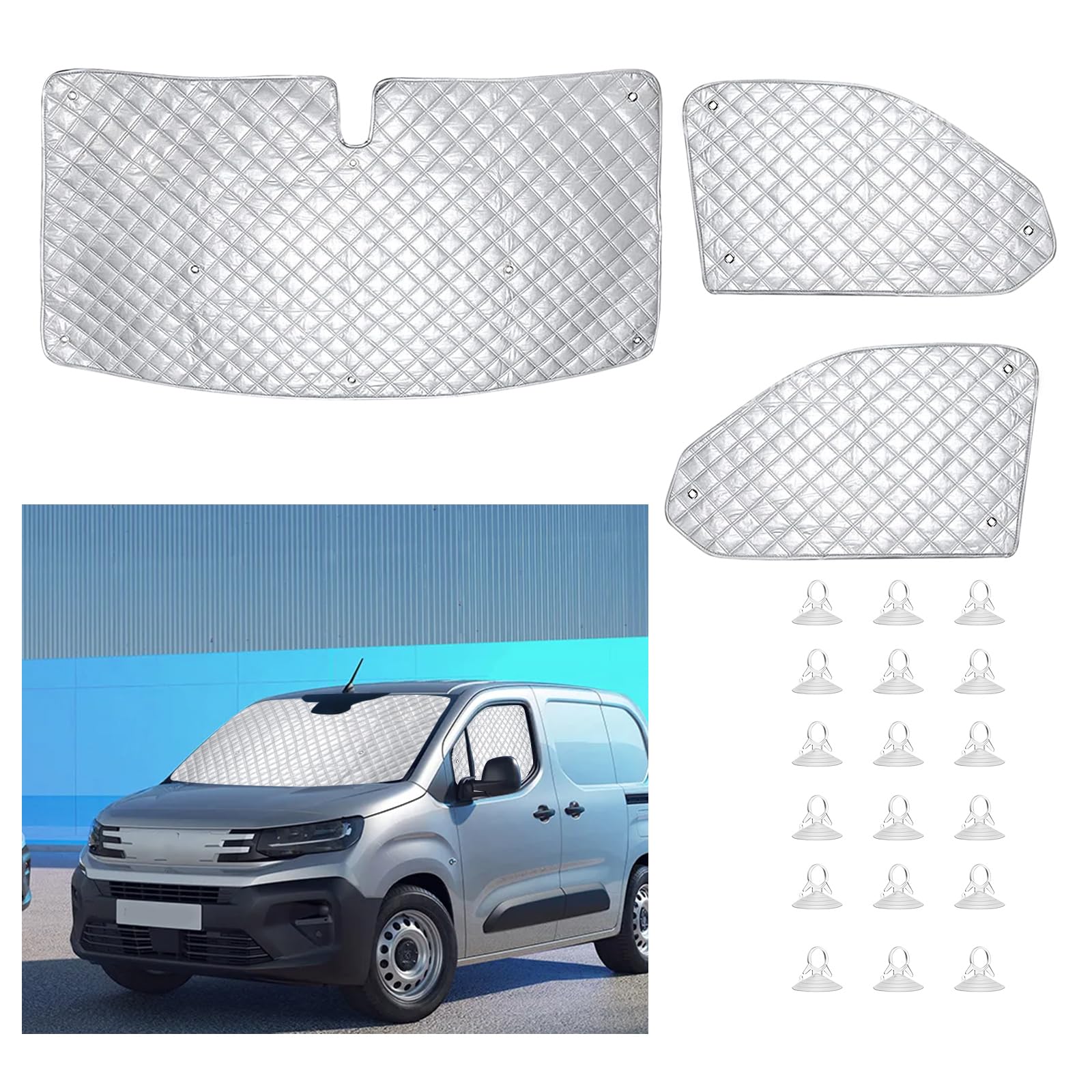 Copertura termica interna per parabrezza per Fiat Ducato X250/290 per Peugeot Boxer per Citroen Jumper 2006-2025, set di 3 tende termiche interne estive con protezione UV