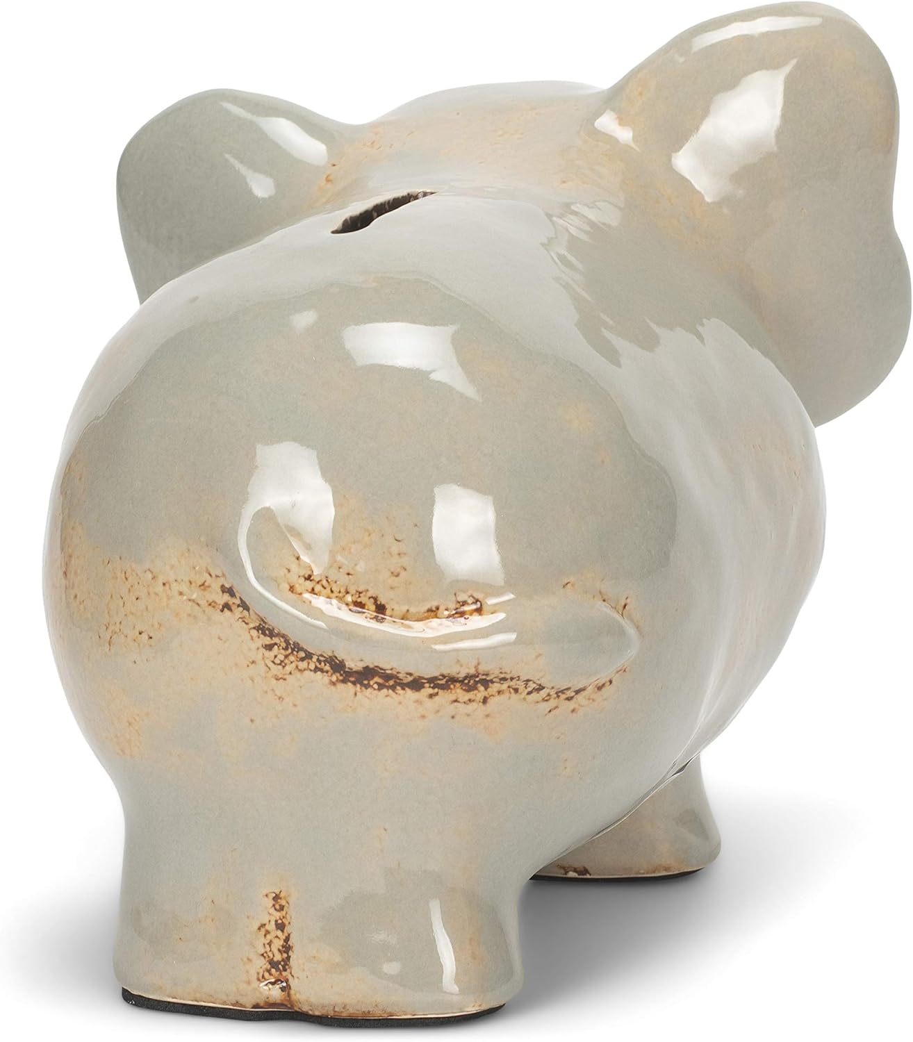 DEMDACO Elephant Character Glossy Blue 6.5 x 6 Distressed Ceramic Piggy Money Bank