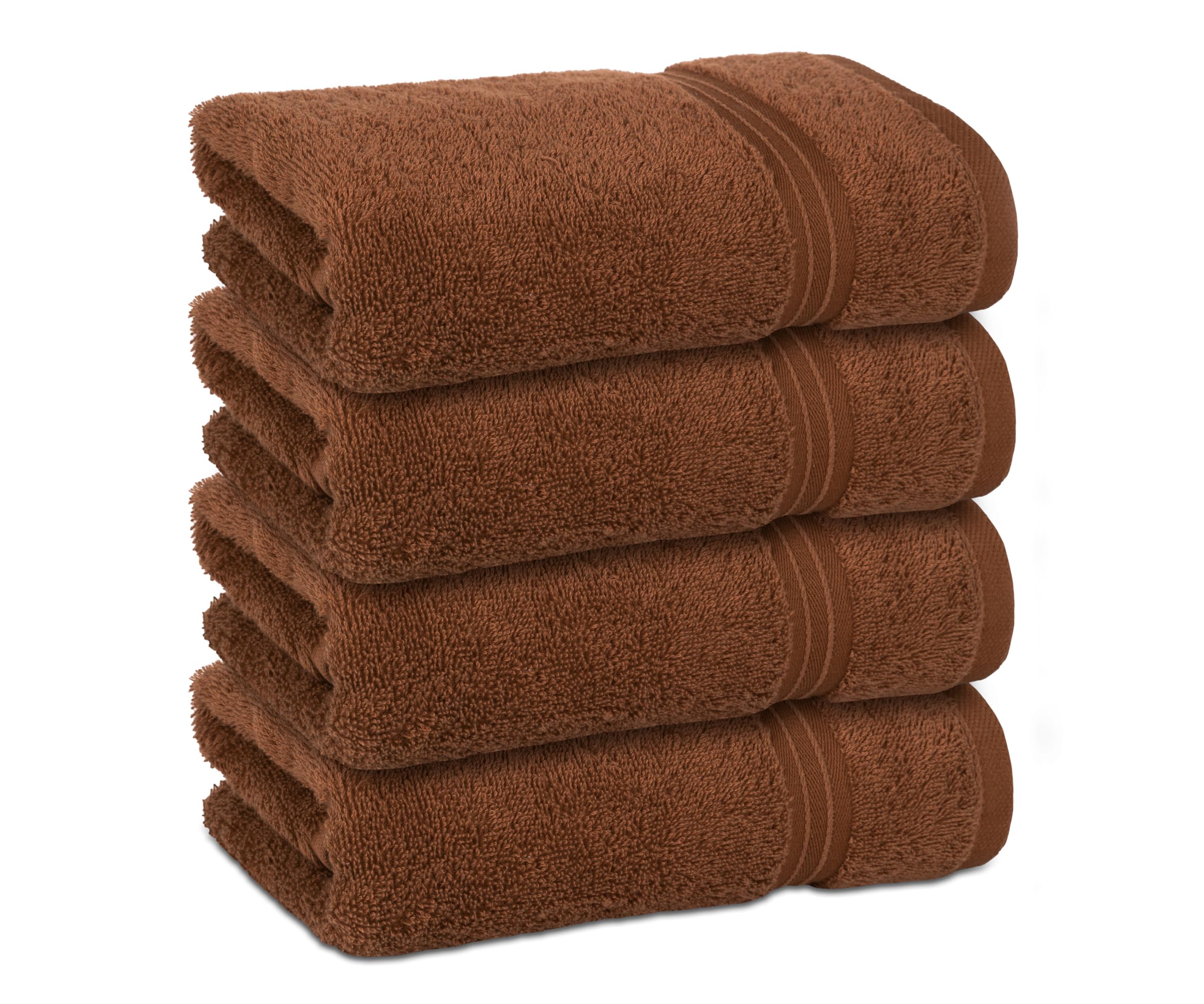 Bliss Casa - Luxury Hand Towels (40 x 70 cm) - 100% Combed Cotton, Ultra Soft and Highly Absorbent, Hotel & Spa Quality Hand Towels Brown Hand Towel - 4 Pack
