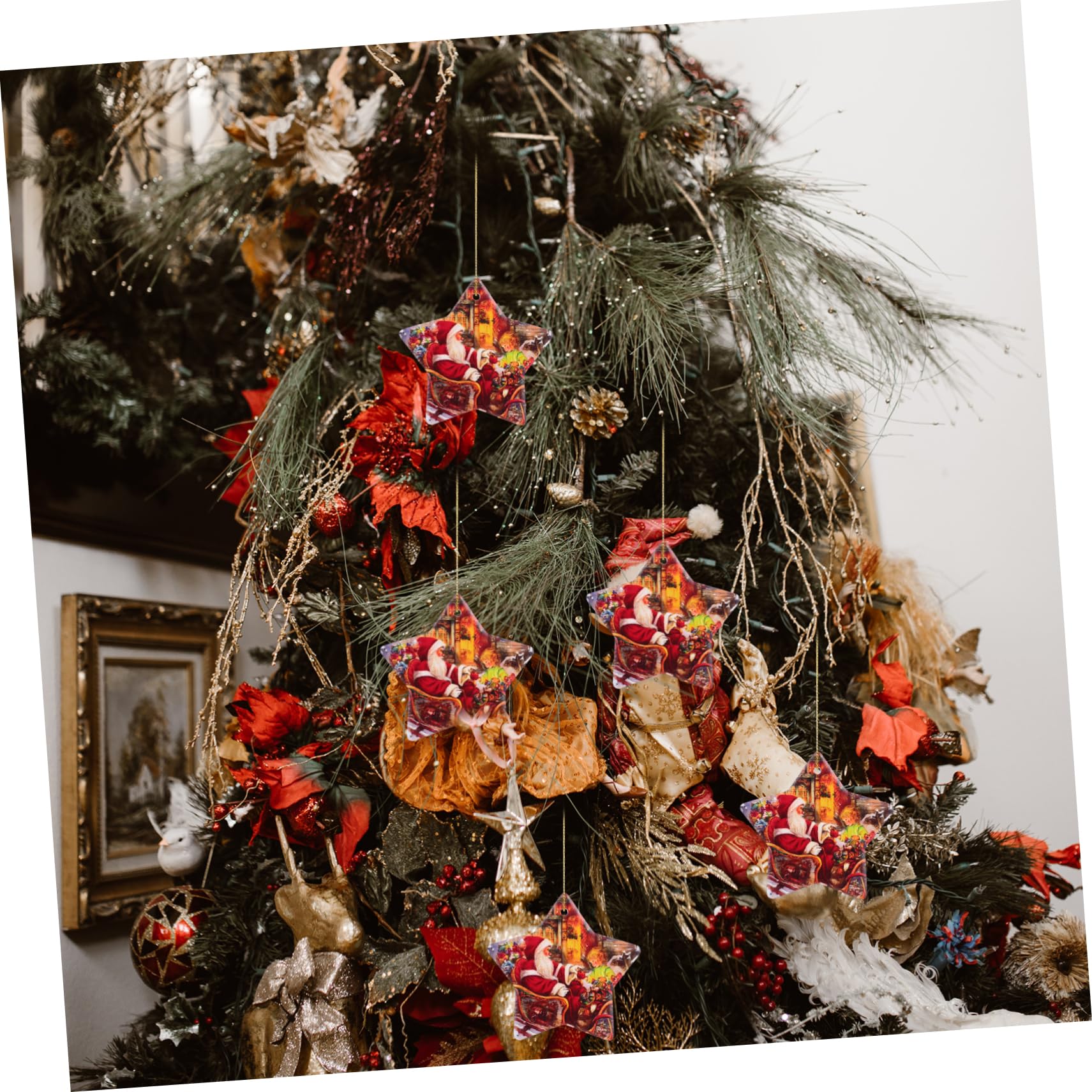 10 Pezzi Decorazioni Natalizie a Forma di Stella, Leggere e Facili da Appendere, per Addobbi e Feste di Natale
