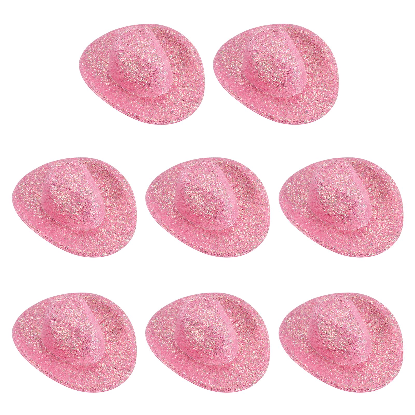 PATIKIL Mini Cowboy Hats, 8 Pcs Miniature Western Cowboy Hat for Crafts, Party Decoration, Doll Pet Dress Up, Glitter Style, Lotus Pink โ image 1