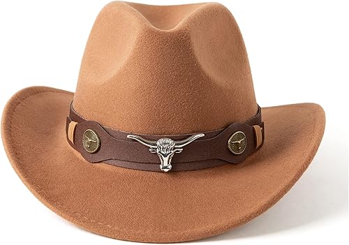 Gossifan Sombreros clásicos de vaquera occidental para mujer con cinturón ancho