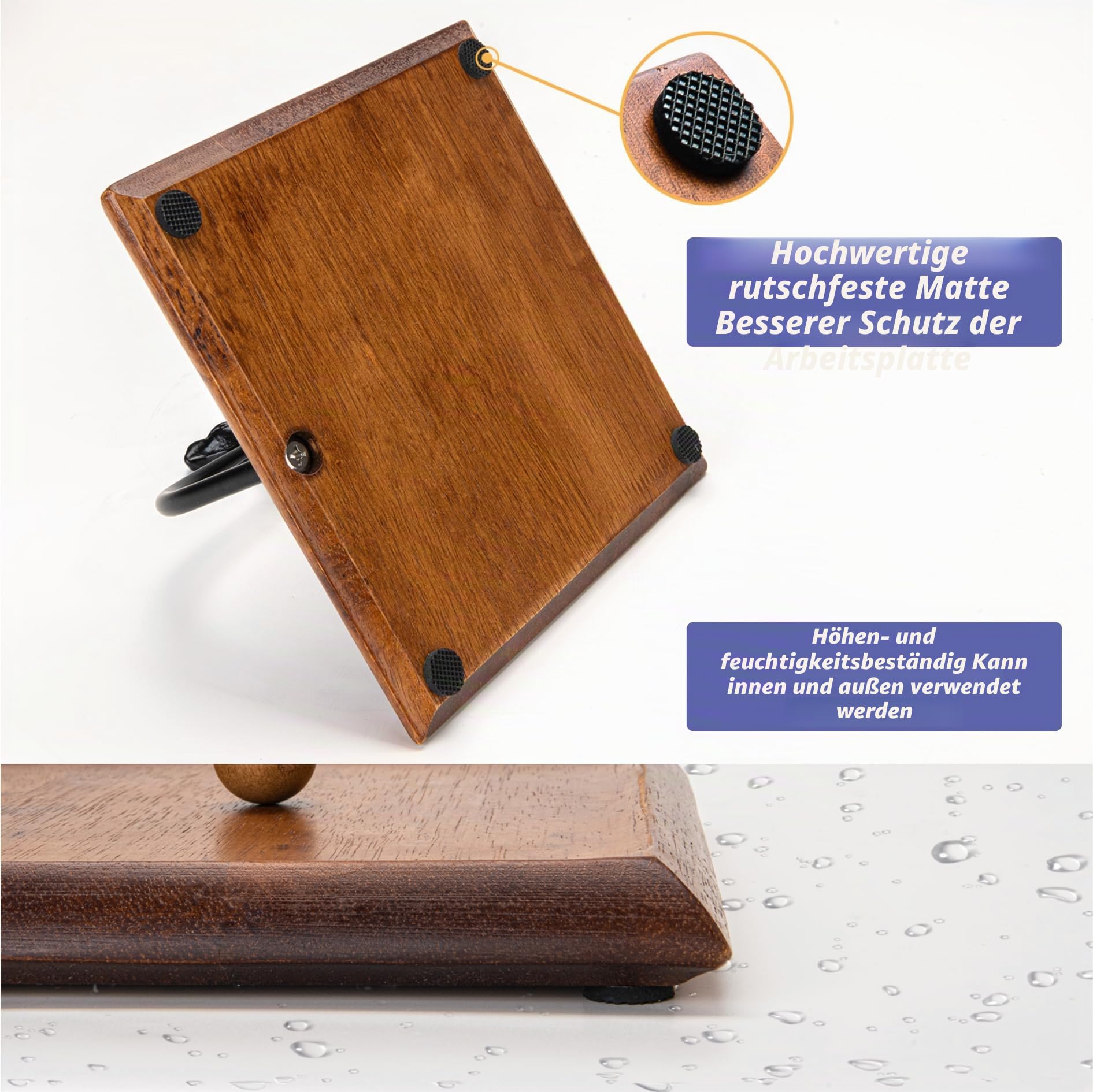 Holzserviettenhalter mit vogelartigem Griff – Eleganter flacher Serviettenhalter mit gewichtetem Arm für Papierservietten, Cocktailservietten – Perfekt für Küche, Esstisch, Café und Bar