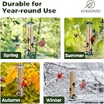 Kingsyard Metal Bird Feeders for Outdoor Hanging, Extra Thick Tube Bird Feeder with Steel Hanger & 6 Port, 15 inch, Chew-Proof, Weather and Water Resistant, Bronze