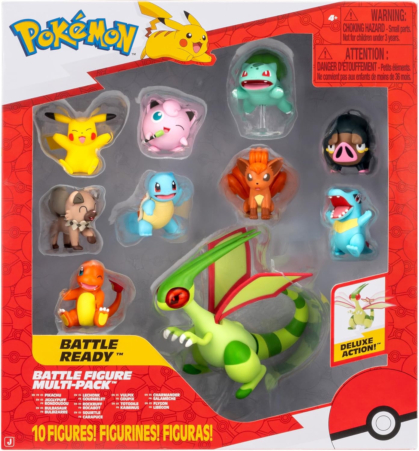 Pokémon Battle Figure 10 Pack - One 4.5-Inch Flygon Figure plus Nine 2-Inch Battle Figures including Pikachu
