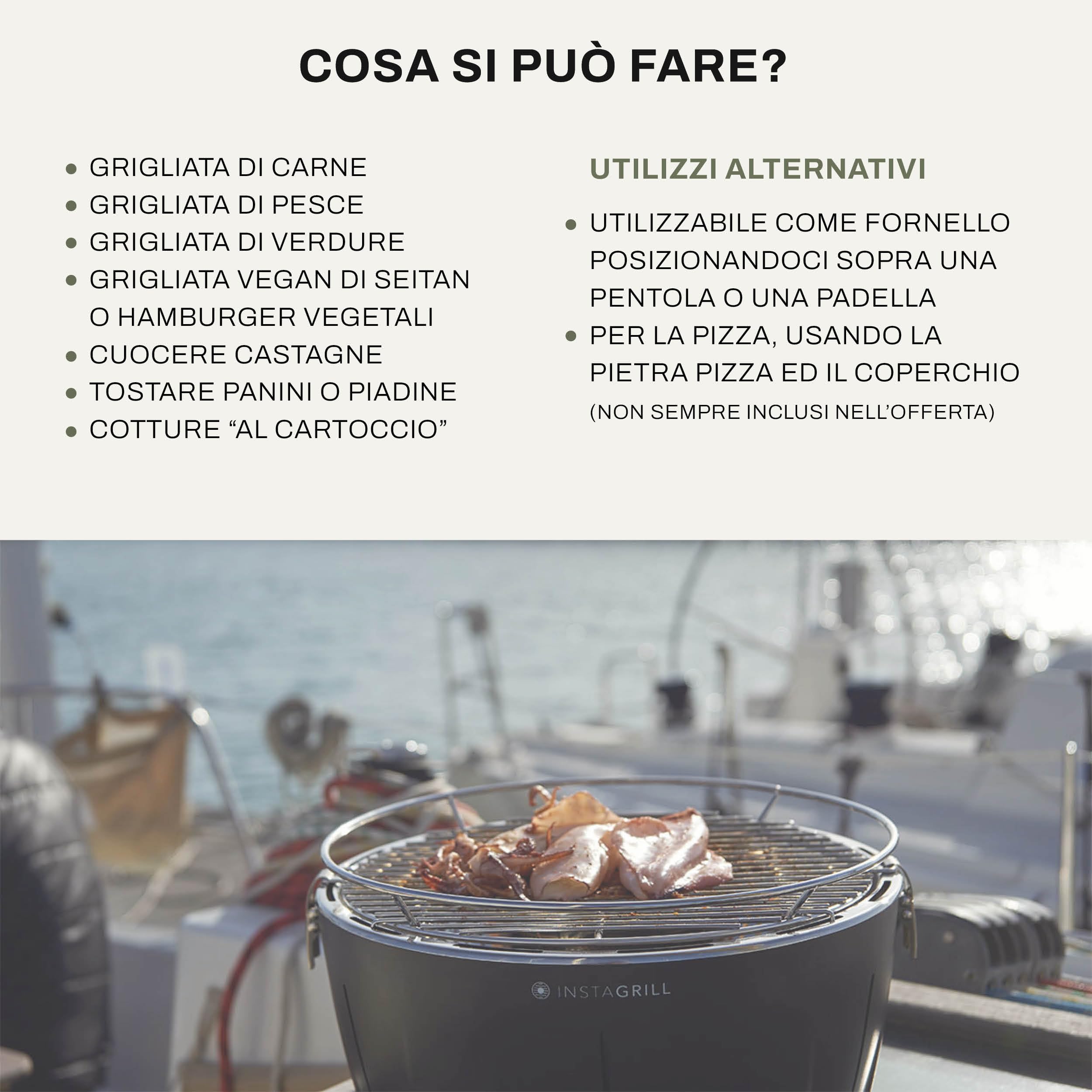 InstaGrill Barbecue a Carbonella senza fumo da Tavolo Portatile con Batteria Ricaricabile e Carbone PAK Blu Oceano