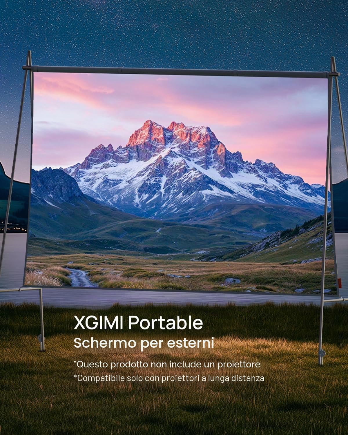 XGIMI 2025 Schermo Proiezione Portatile 70" – Pieghevole e Leggero per Esterni/Campeggio – Compatibile con MoGo 3 Pro, Elfin Flip, Halo+, Horizon Ultra – HD/4K HDR10+