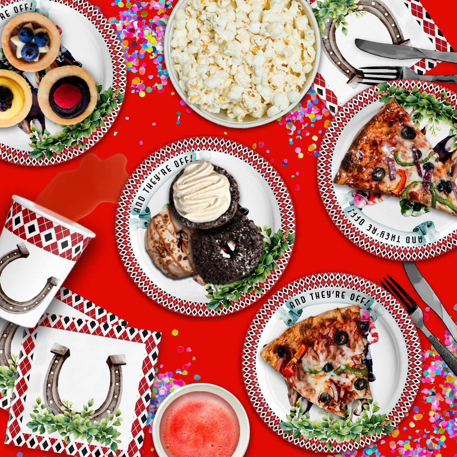 Derby Day Birthday Party Supplies - Kentucky Horse Racing Plates - Horse Bridal Shower - Tableware Set Includes Plates Napkins Cups - Kit for 16 - Image 6