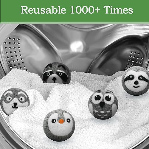 Miniatura 4 de Deecam Bolas de lana XL para secadora  Suavizante de tela natural hecho a mano, reutilizable, sin sabor, reduce las arrugas de las bolas de