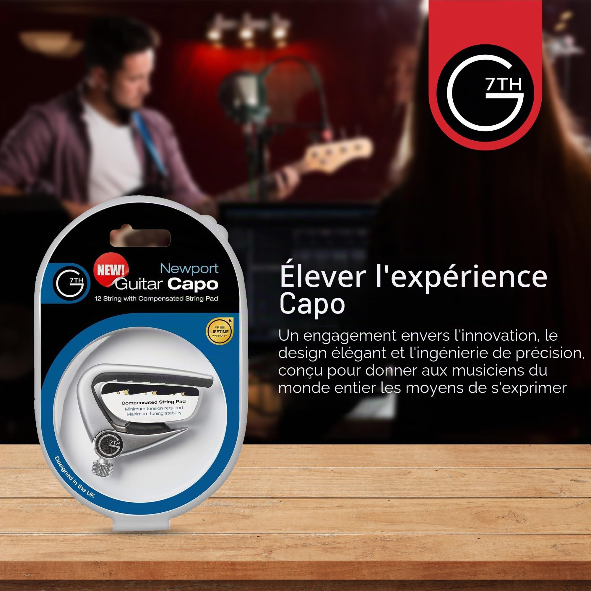 G7th Capo 12 cordes argent C32013