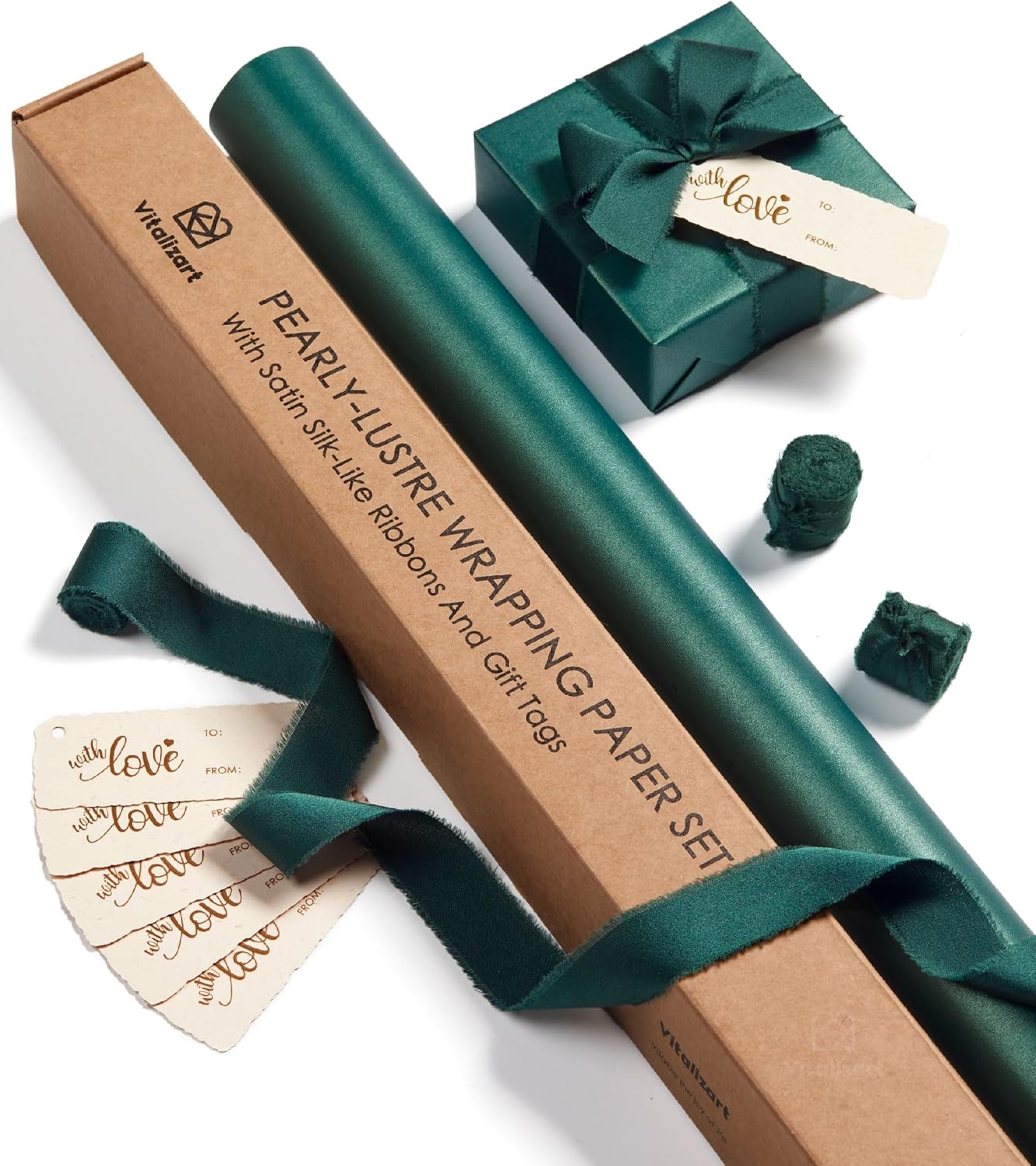Dark Green Wrapping Paper & Dark Green Ribbon