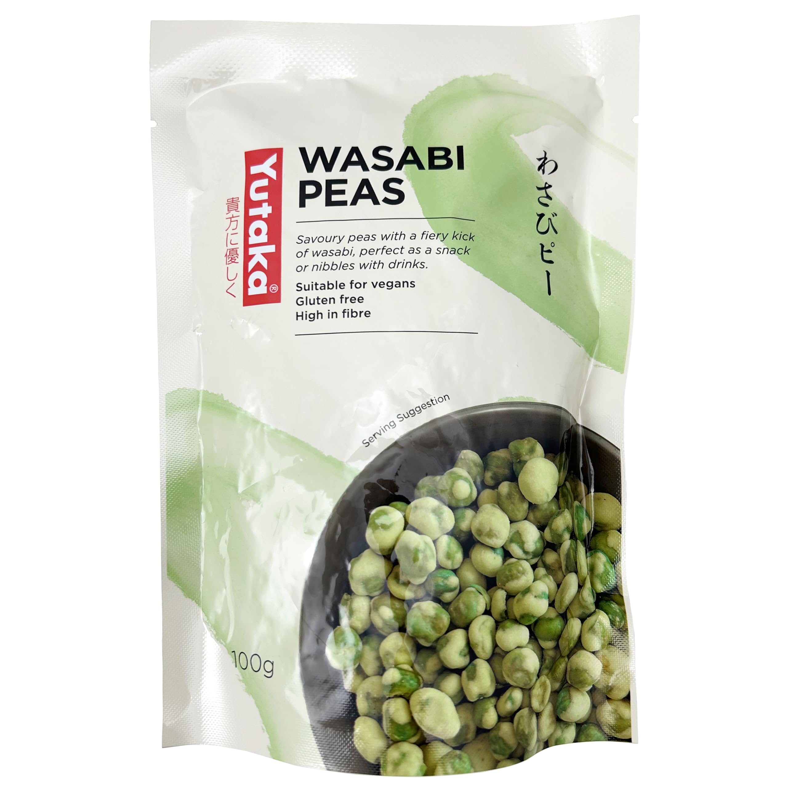Yutaka Wasabi Peas 100g | Authentic Japanese Snack Spicy & Crunchy Green Peas Coated in Wasabi | Vegan Gluten-Free | High in Fibre