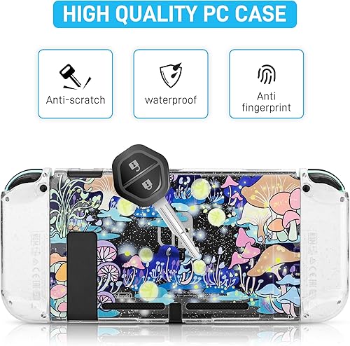 Miniatura 4 de GLDRAM Glitter Clear Case Compatible with Nintendo Switch, Anti-Scratch Hard Protective Skin Cover, Flash Shiny Switch Shell Accessories Bundle with