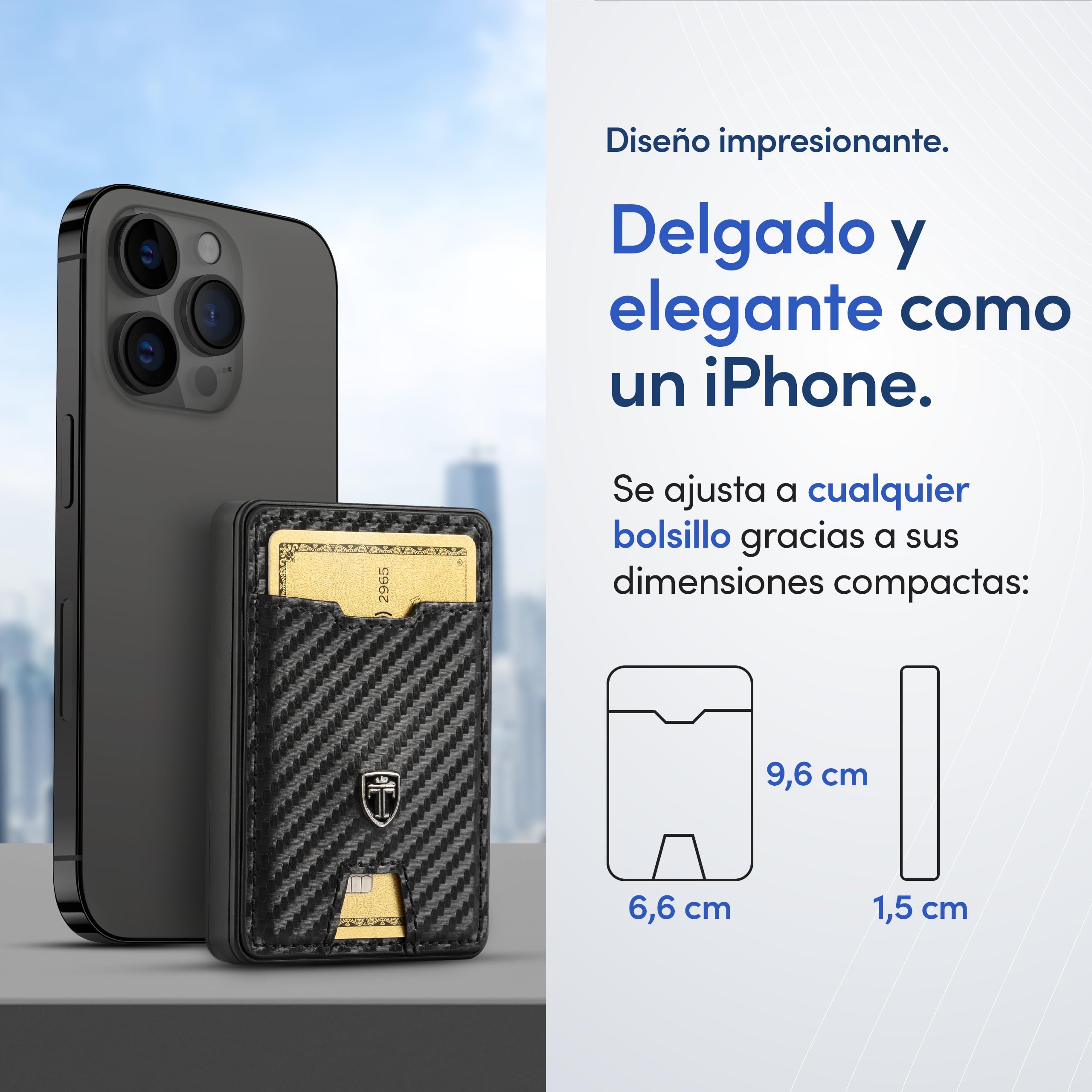 TRAVANDO SWYPE Aluminio Cartera Tarjetero Hombre - Carteiras Homens con Proteccion RFID - Monedero pequeño - Smart Wallet for Men - Carteira Porta Cartao (Bandeja de Dinero, Carbono)