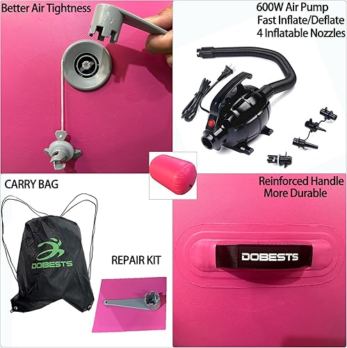 Miniatura 3 de DOBESTS Colchoneta inflable de gimnasia de 6.6 pies, 10 pies, 13 pies, 16 pies, 20 pies 48 pulgadas de grosor, rodillo de gimnasia con bomba de aire