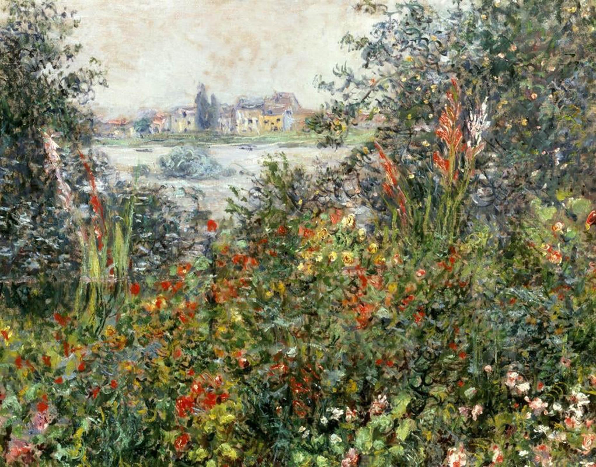 Murale Tableaux Toile Fleurs à Vétheuil de Claude Monet Impression Premium - 5