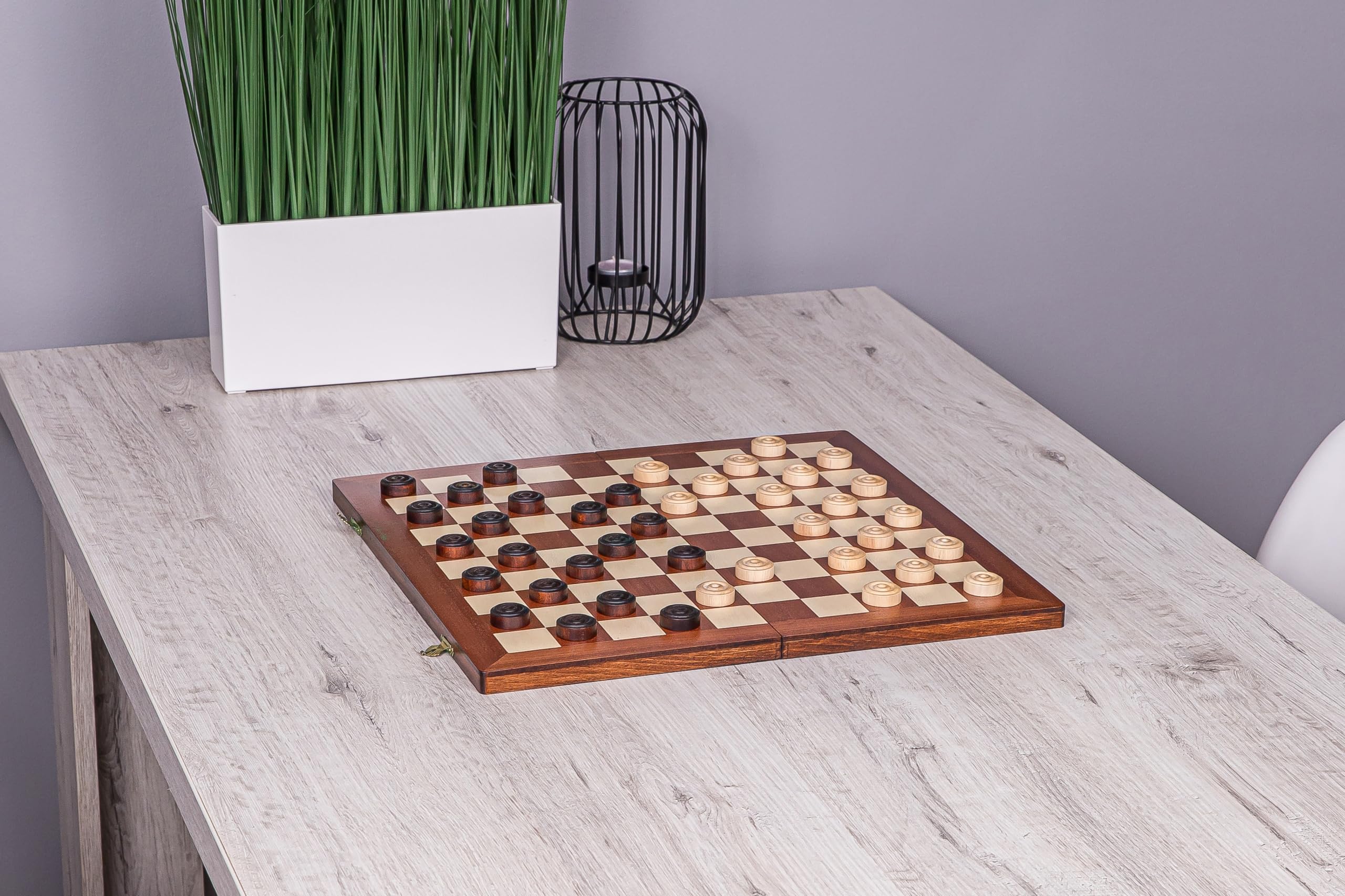 Square - Damespiel - 100 Feld - Dame Set aus Holz Mahagoni - Brett 40 x 40 cm