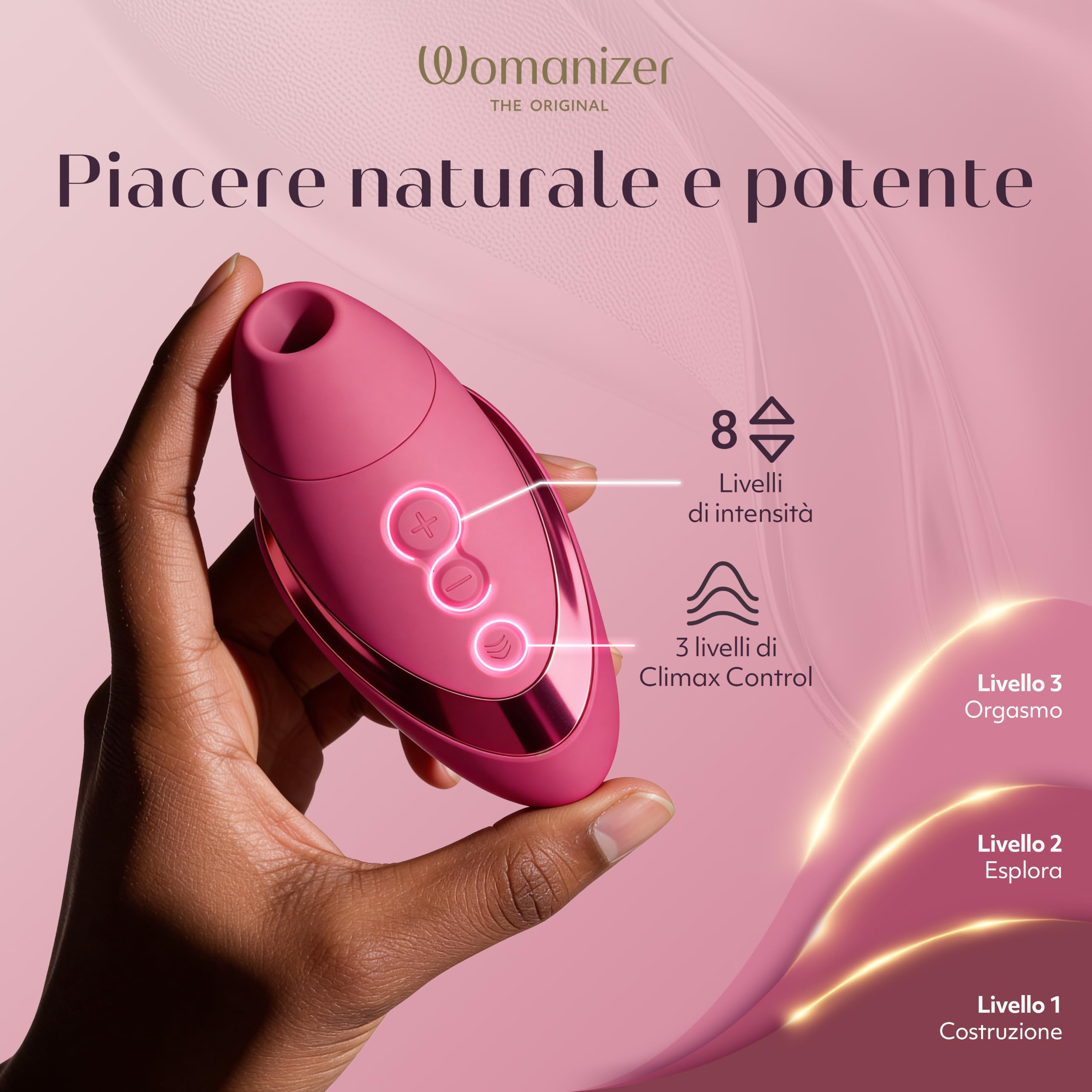 Womanizer Next Liberty stimolatore clitorideo con tecnologia 3D Pleasure Air per il suo piacere | Vibratore a aspirazione silenziosissimo ricaricabile impermeabile con custodia da viaggio | Rosa