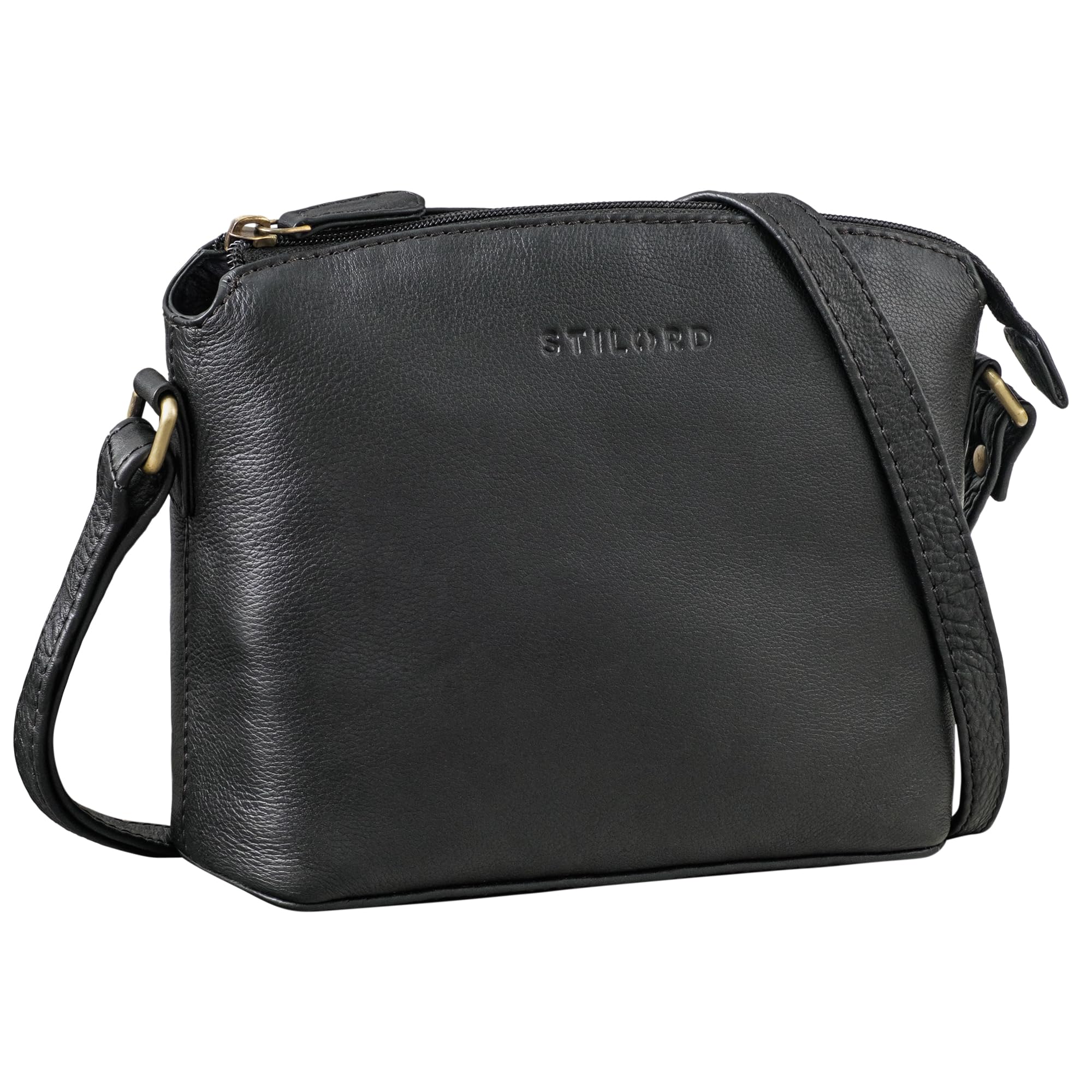 STILORD "Melinda Clásico Bolso Bandolera Mujer Piel Vintage Bolsos Cruzado Mujeres Bag Fiesta Elegante Bags de Hombro Senora Cuero Auténtico Color:arrona - marrón