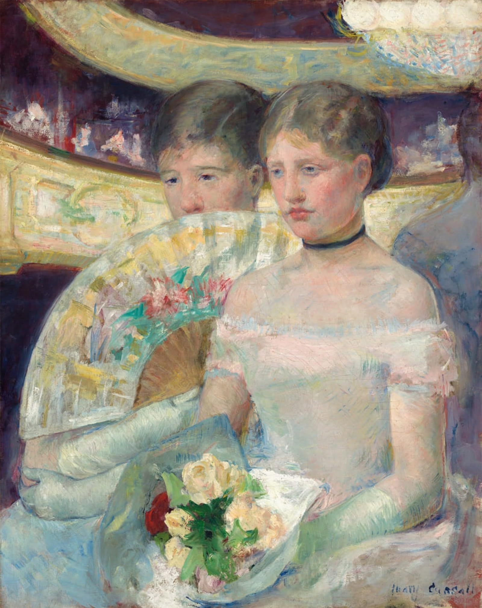 SERENDIPITP Abstract Painting Mural Print Picture Wall Decor Painting the Loge by Mary Cassatt Vintage Wall Artwork for Home Decor 60x90cm